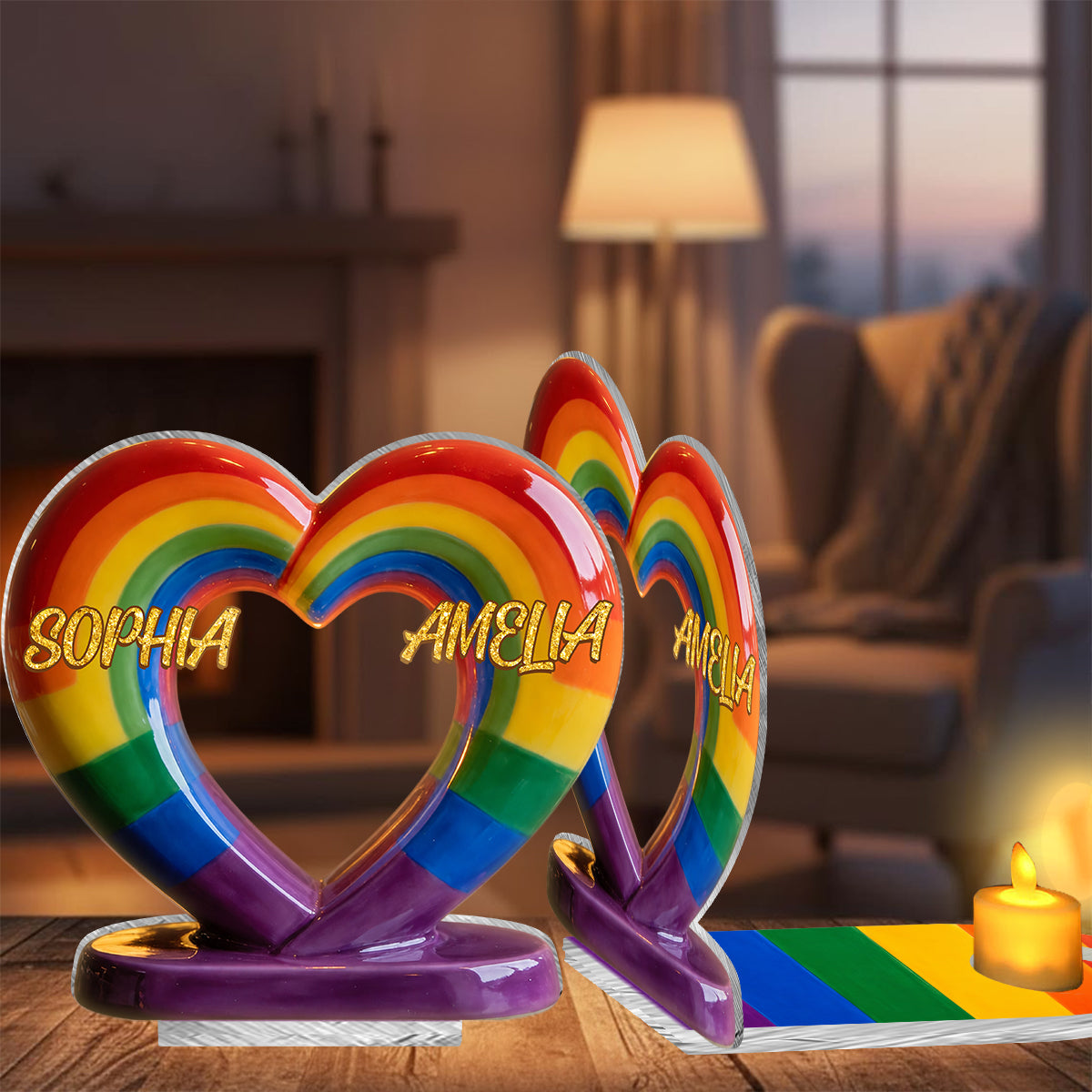 Love Is Love - Personalized LGBT Support Candle Holder Sign