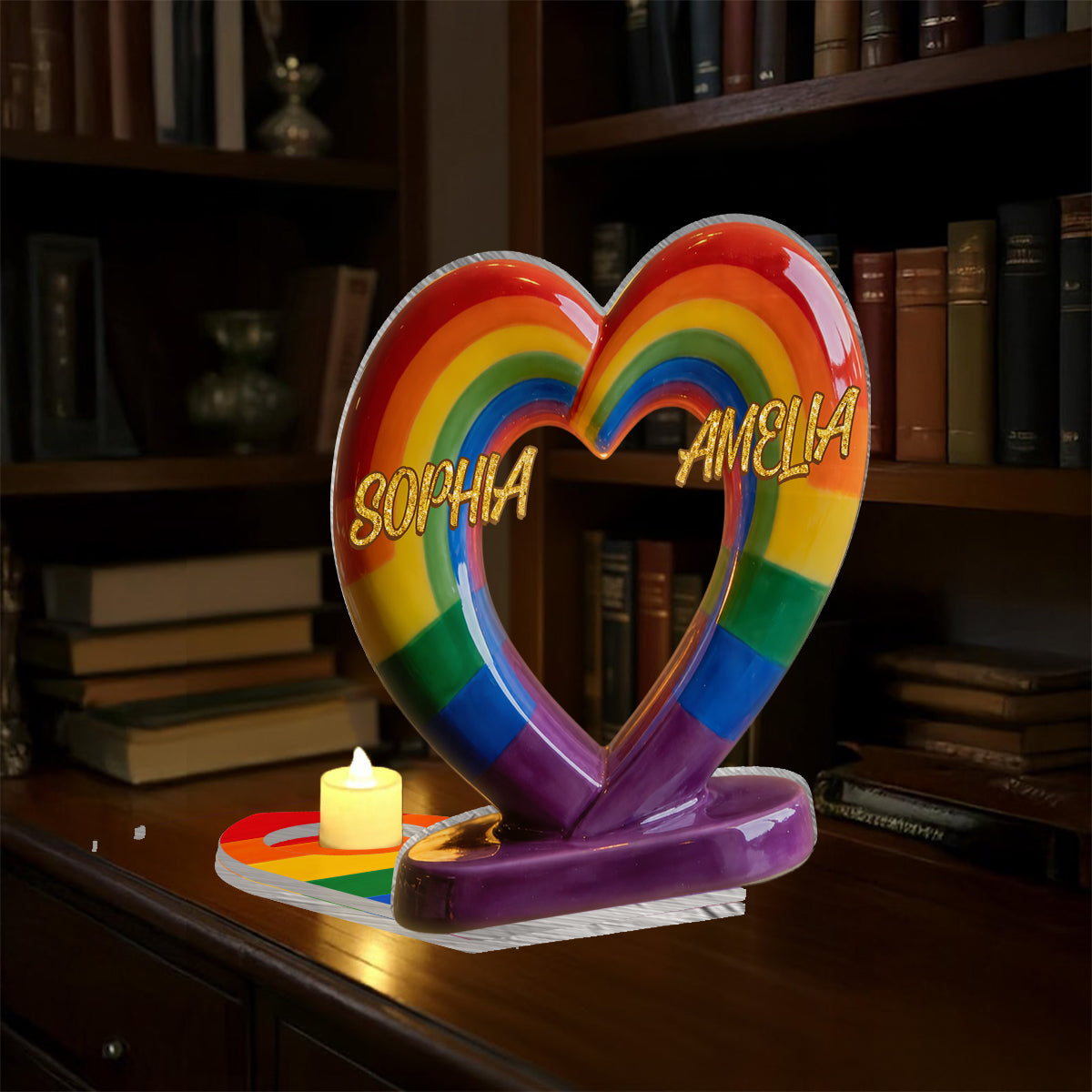 Love Is Love - Personalized LGBT Support Candle Holder Sign