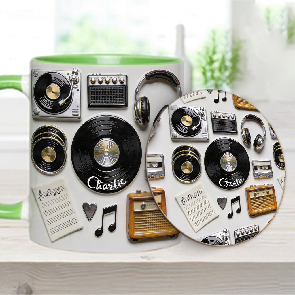 Love Vinyl - Personalized Vinyl Records Accent Mug & Coaster
