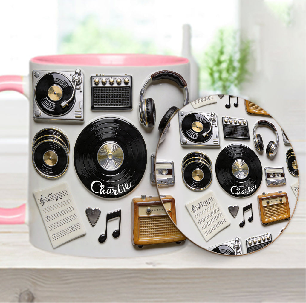 Love Vinyl - Personalized Vinyl Records Accent Mug & Coaster