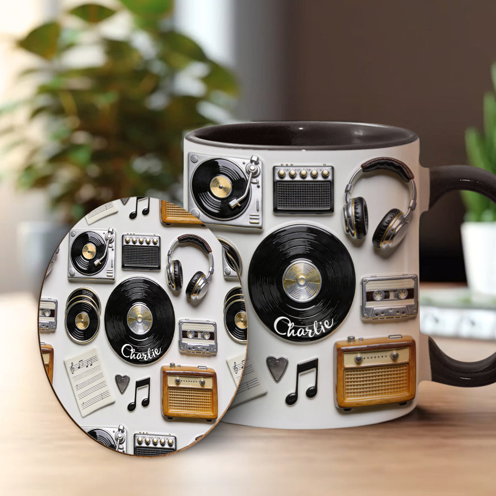 Love Vinyl - Personalized Vinyl Records Accent Mug & Coaster