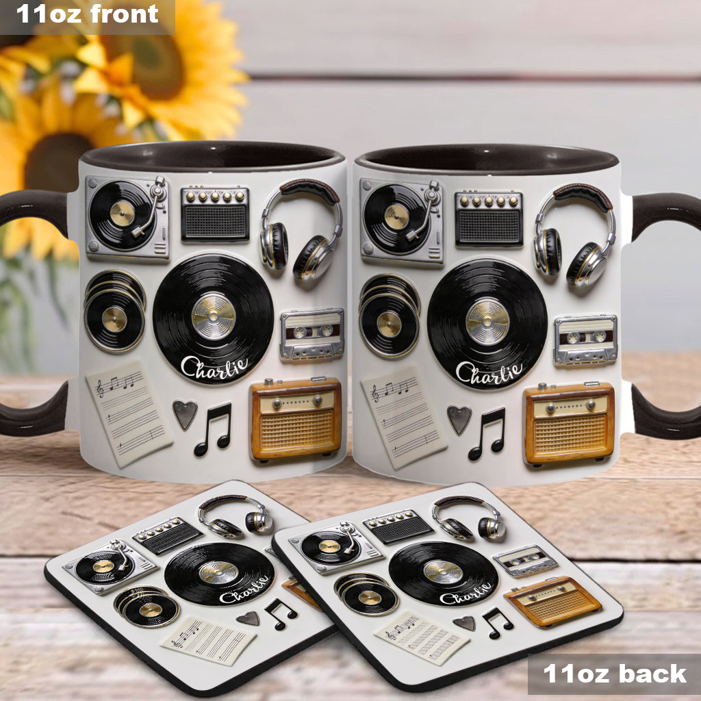 Love Vinyl - Personalized Vinyl Records Accent Mug & Coaster