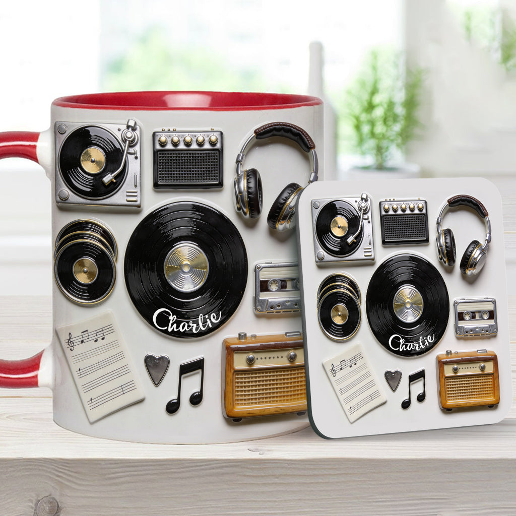 Love Vinyl - Personalized Vinyl Records Accent Mug & Coaster