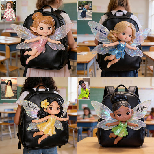 The Fairy - Personalized Kid Changeable Leather Patch Backpack
