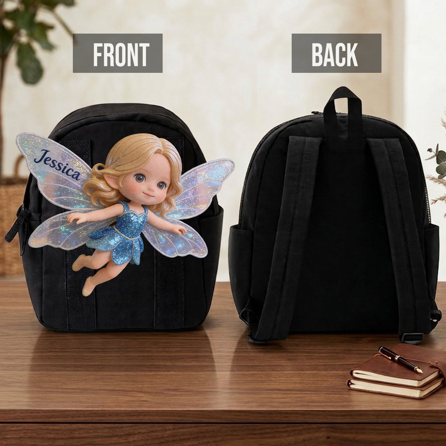 The Fairy - Personalized Kid Changeable Leather Patch Backpack