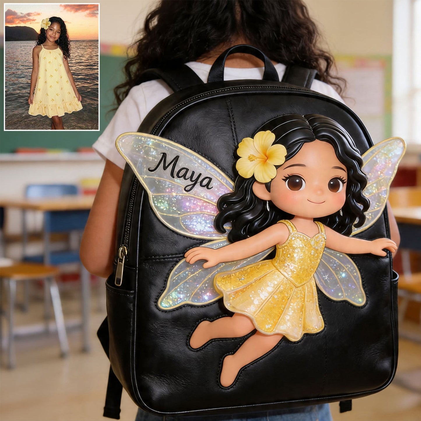 The Fairy - Personalized Kid Changeable Leather Patch Backpack