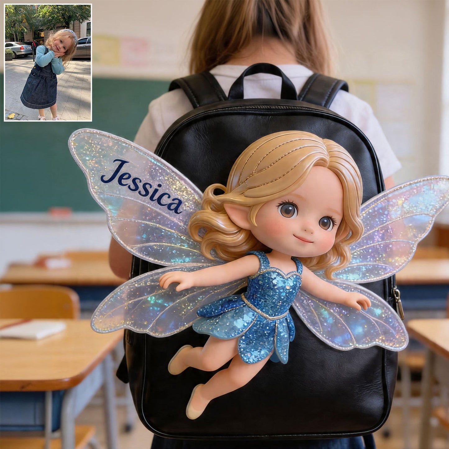 The Fairy - Personalized Kid Changeable Leather Patch Backpack