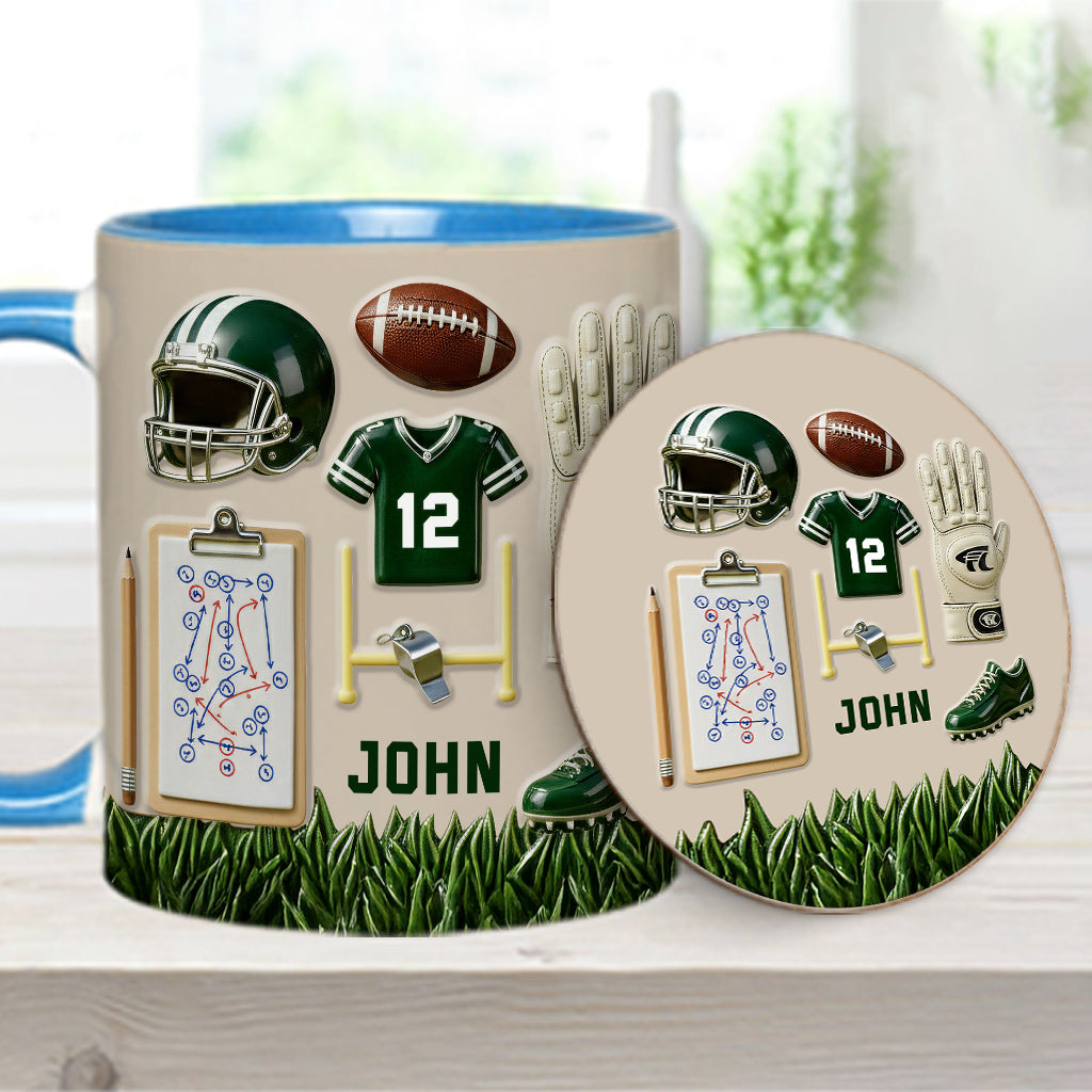 Love Football - Personalized Football Accent Mug & Coaster