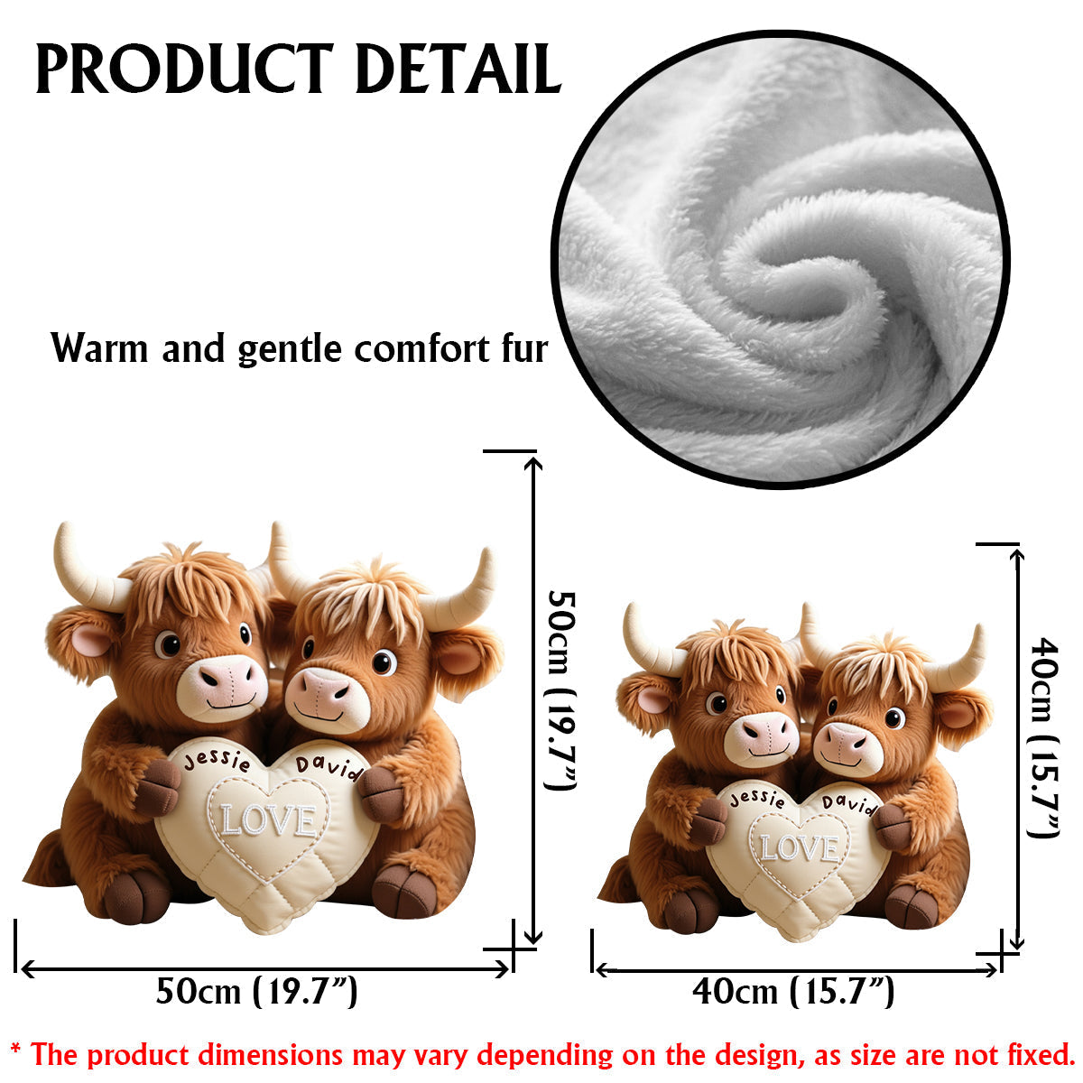 Perfect Gift For Couple - Personalized Highland Cow Faux Fur Shaped Pillow