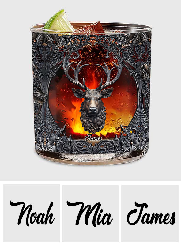 Love Hunting And Whiskey - Personalized Hunting Whiskey Glass