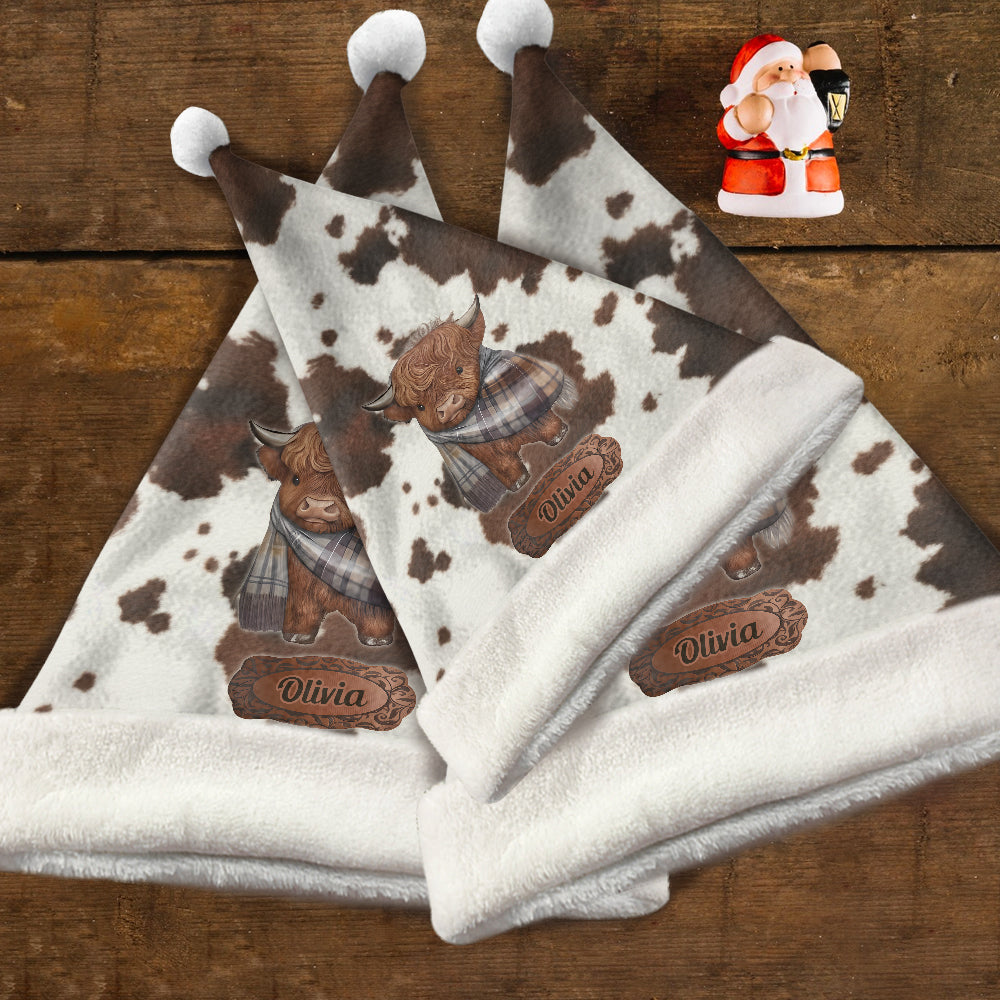 Love Highland Cow - Personalized Highland Cow Santa Claus Hat