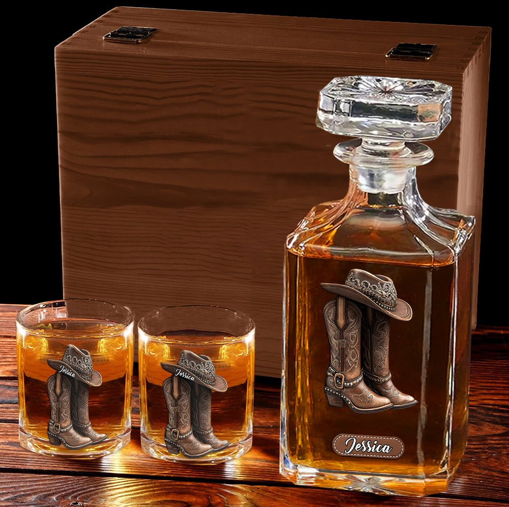 Western Spirit - Personalized Cowgirl Whiskey Decanter Set