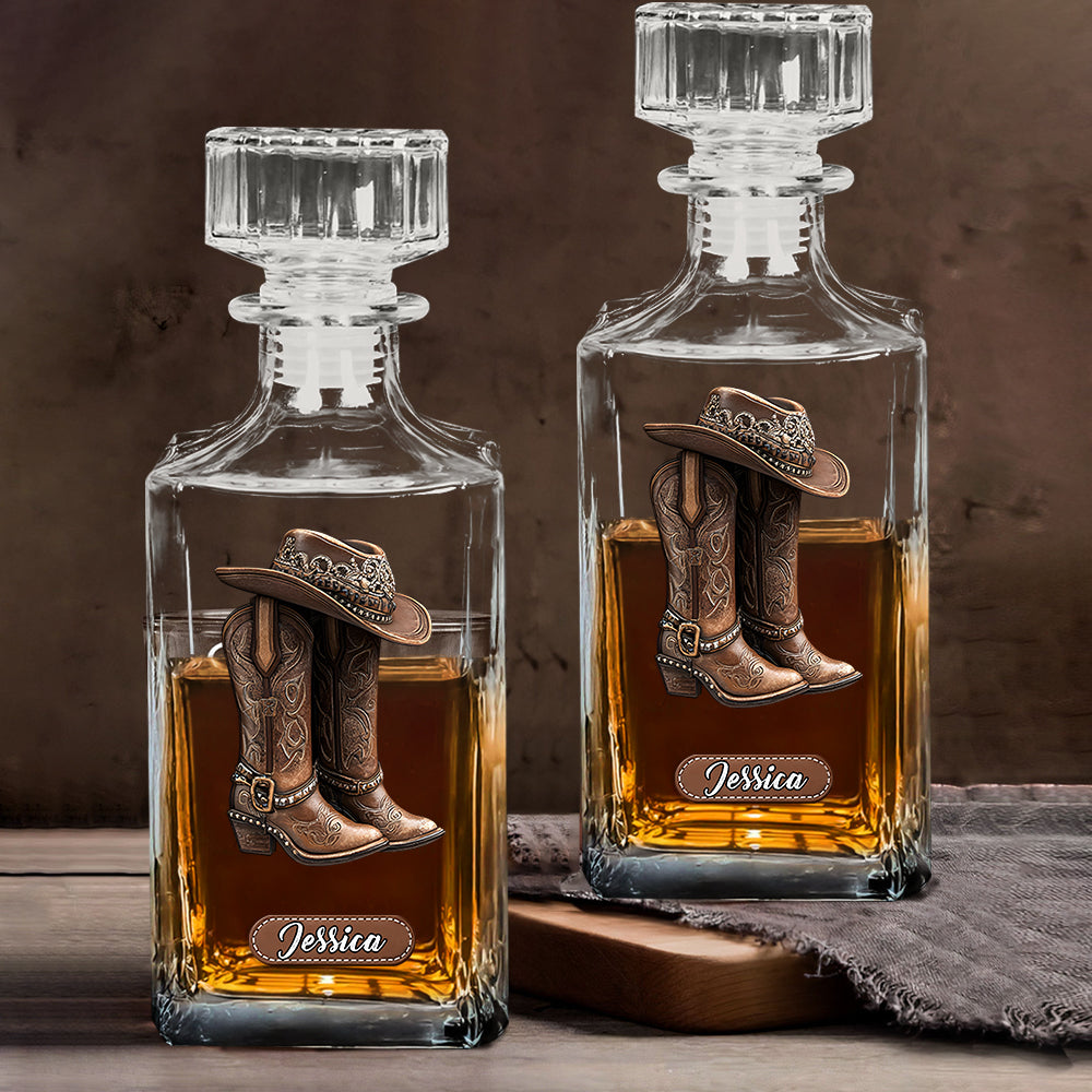 Western Spirit - Personalized Cowgirl Whiskey Decanter Set