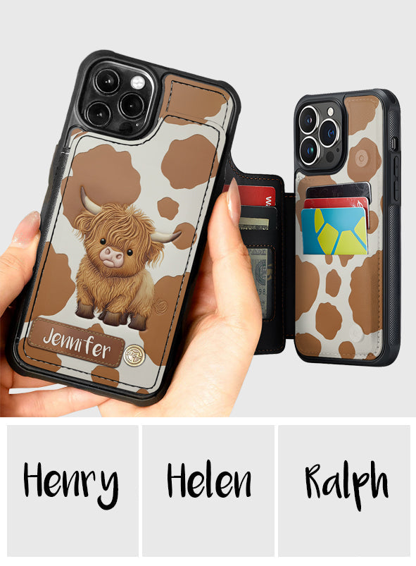 Love Highland Cow - Personalized Highland Cow Fully Printed Wallet Phone Case