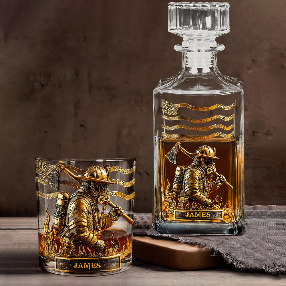 Proud Firefighter - Personalized Firefighter Whiskey Decanter Set