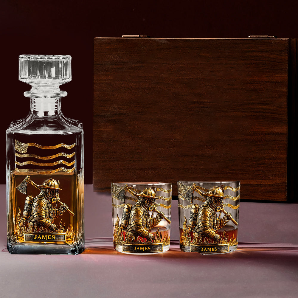 Proud Firefighter - Personalized Firefighter Whiskey Decanter Set
