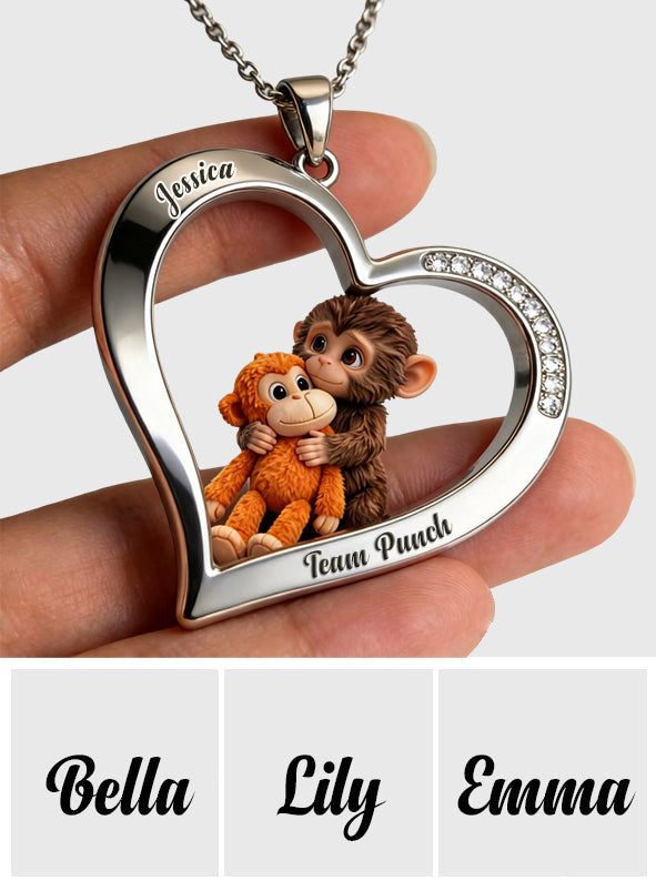 Team Punch - Personalized Monkey Lover Shaped Metal Pendant Necklace