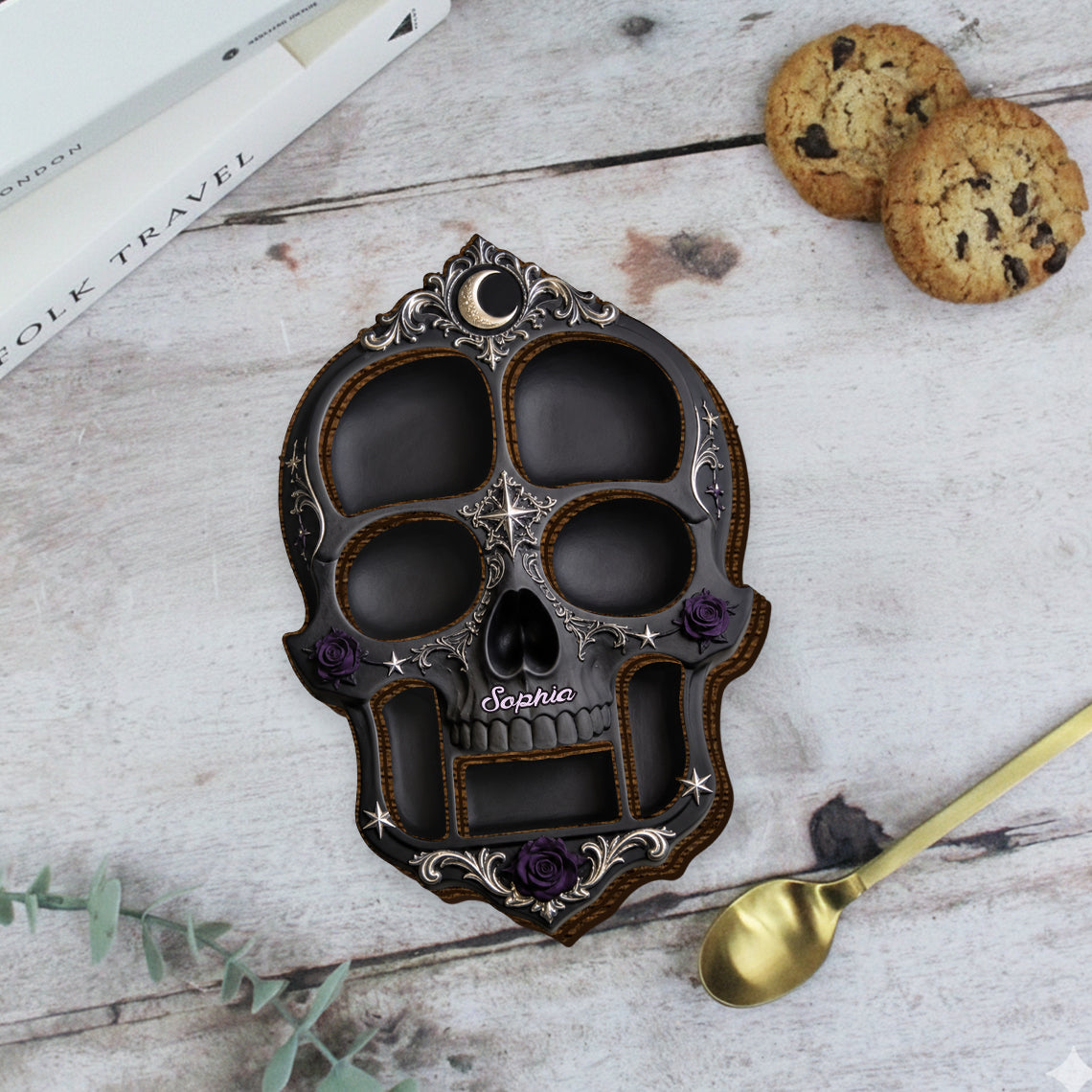 Scary Night - Personalized Skull Wood Tray