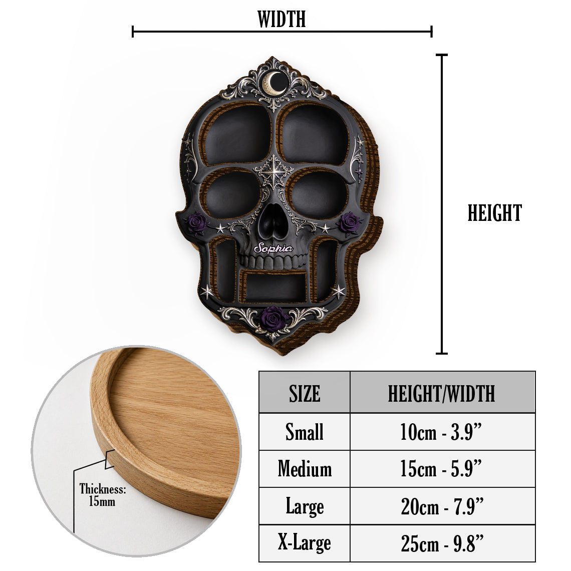 Scary Night - Personalized Skull Wood Tray