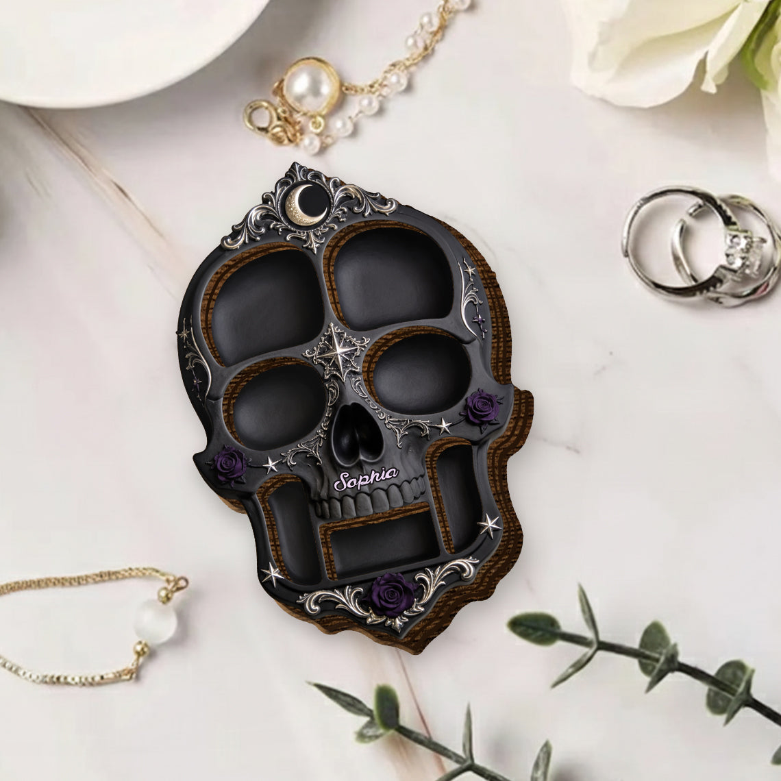 Scary Night - Personalized Skull Wood Tray