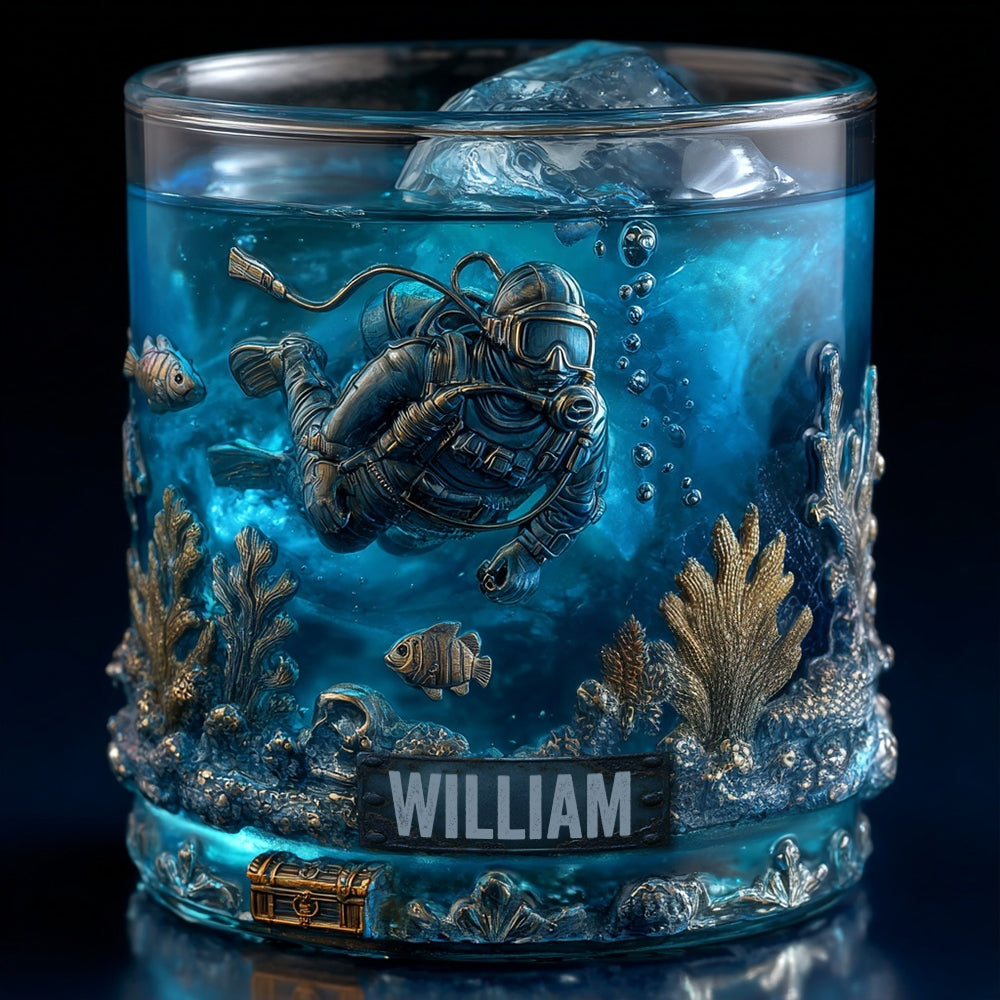 Ocean's Deep - Personalized Scuba Diving Whiskey Glass