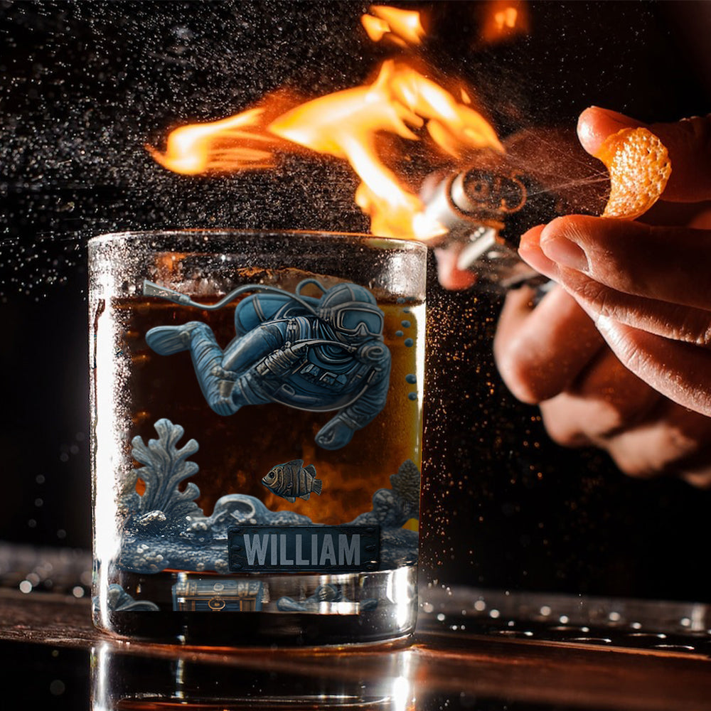 Ocean's Deep - Personalized Scuba Diving Whiskey Glass