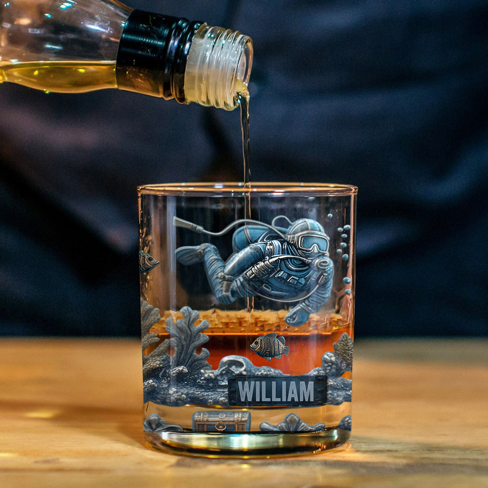 Ocean's Deep - Personalized Scuba Diving Whiskey Glass