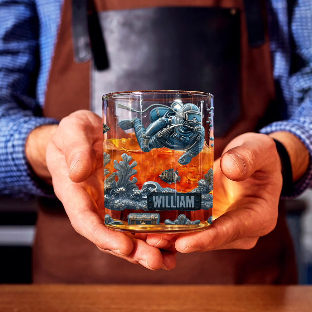 Ocean's Deep - Personalized Scuba Diving Whiskey Glass