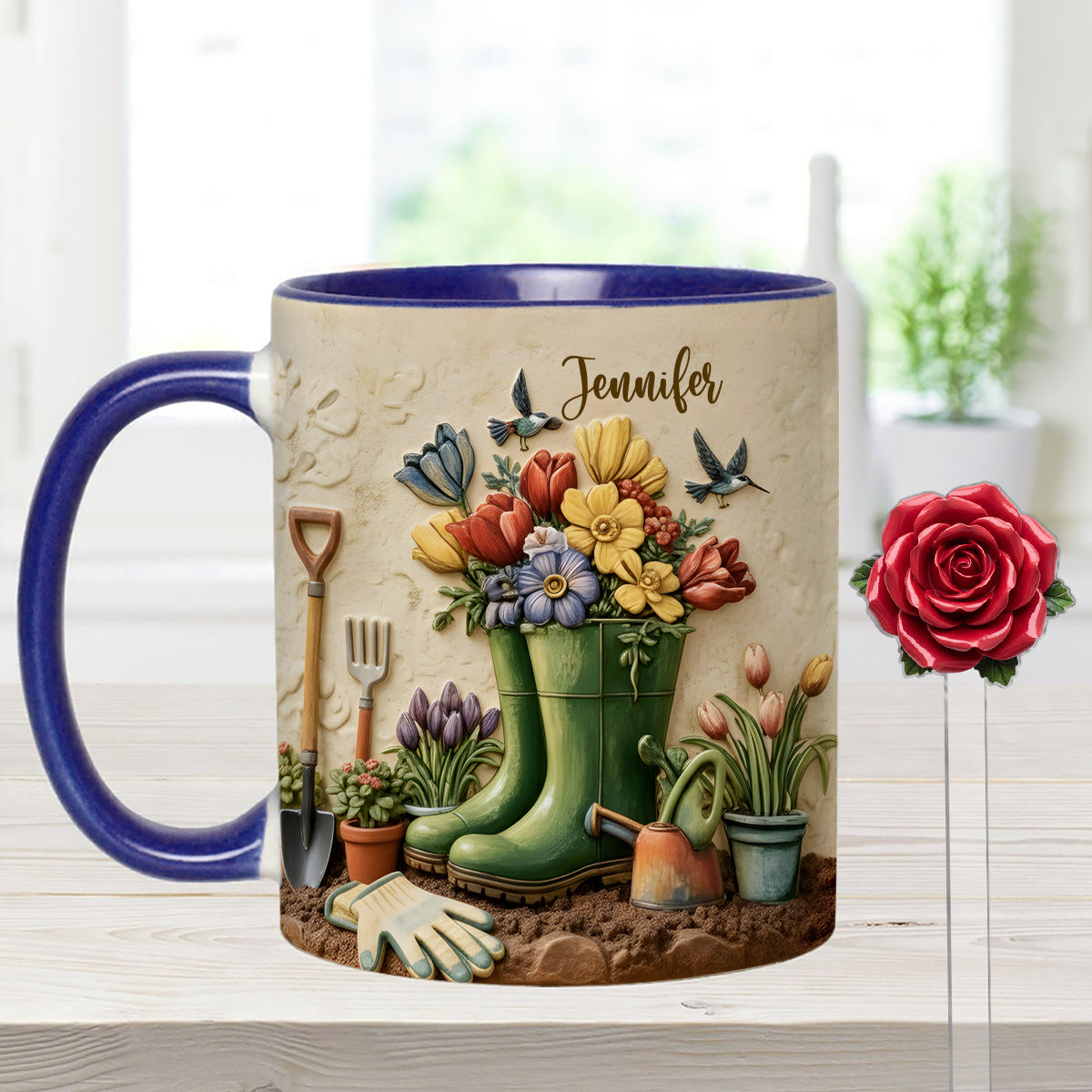 Love Gardening - Personalized Gardening Set Accent Mug with Acrylic Stirrers