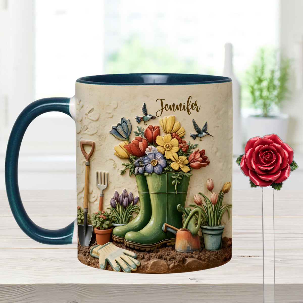 Love Gardening - Personalized Gardening Set Accent Mug with Acrylic Stirrers