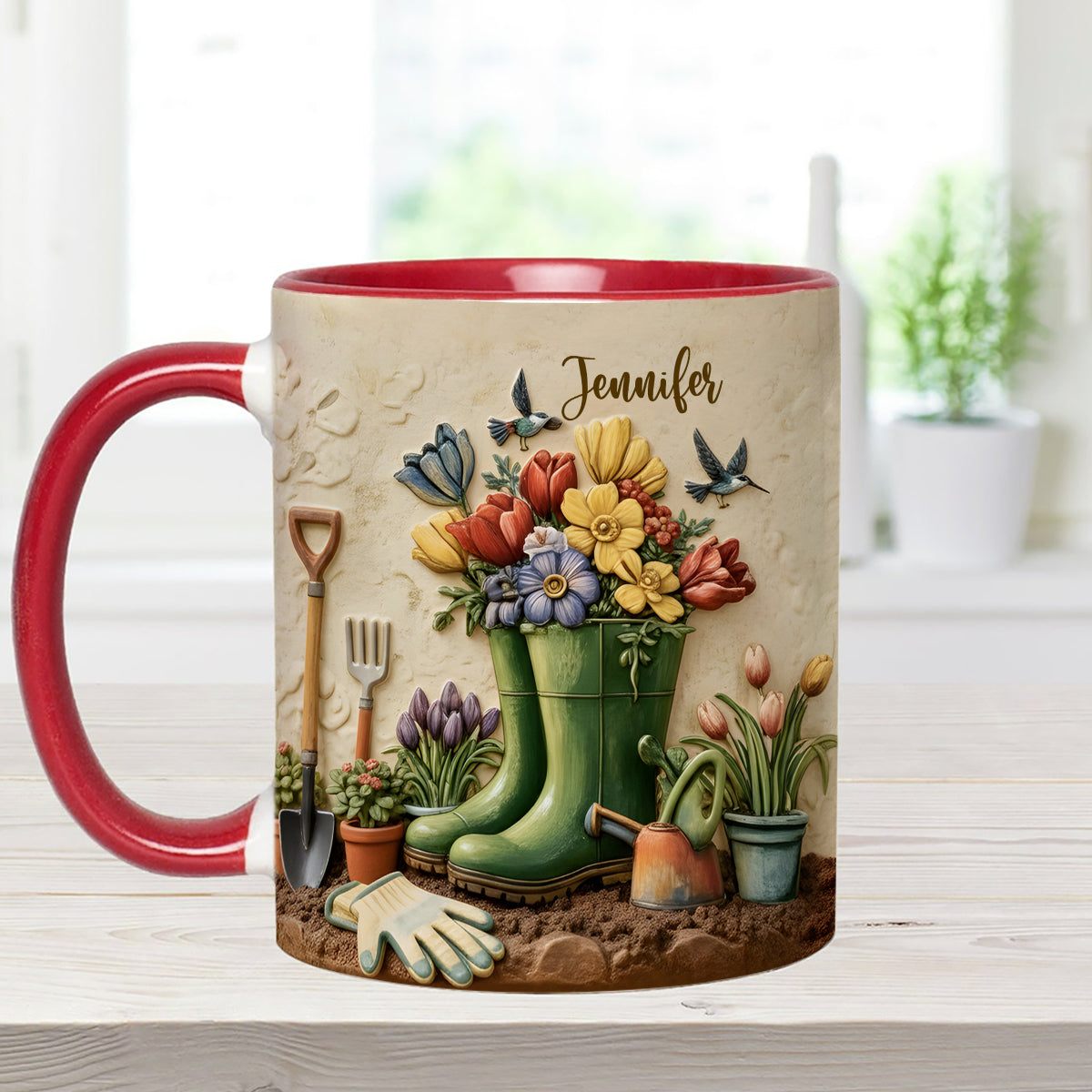 Love Gardening - Personalized Gardening Set Accent Mug with Acrylic Stirrers