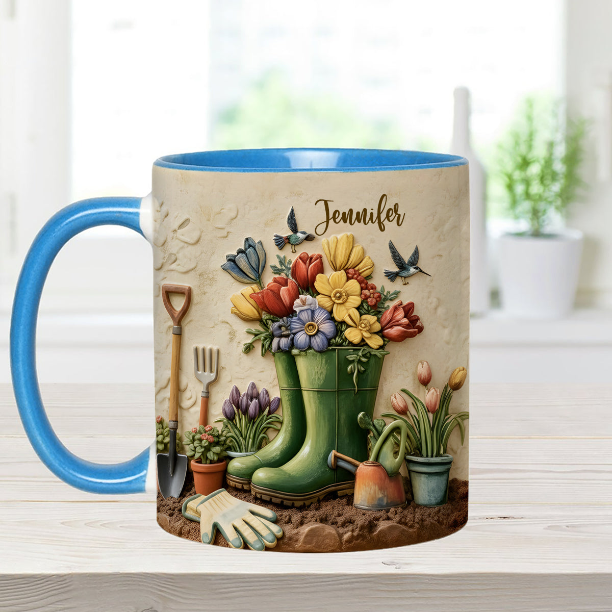 Love Gardening - Personalized Gardening Set Accent Mug with Acrylic Stirrers