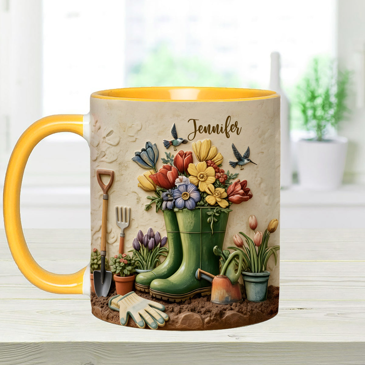 Love Gardening - Personalized Gardening Set Accent Mug with Acrylic Stirrers