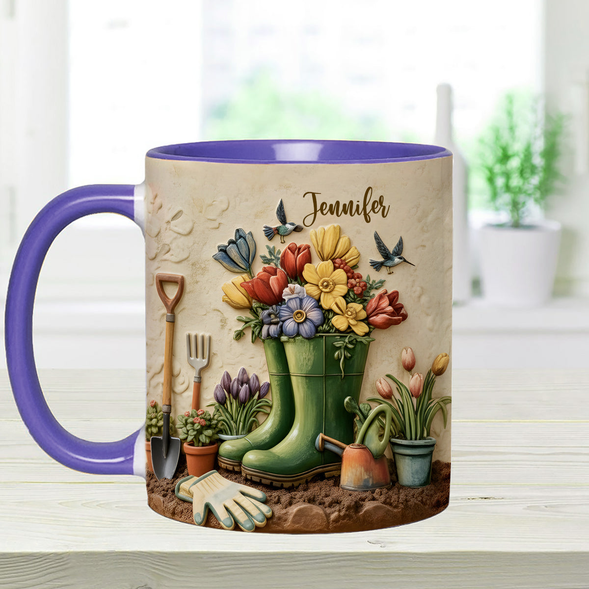 Love Gardening - Personalized Gardening Set Accent Mug with Acrylic Stirrers