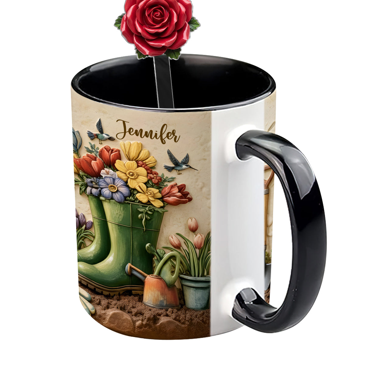 Love Gardening - Personalized Gardening Set Accent Mug with Acrylic Stirrers