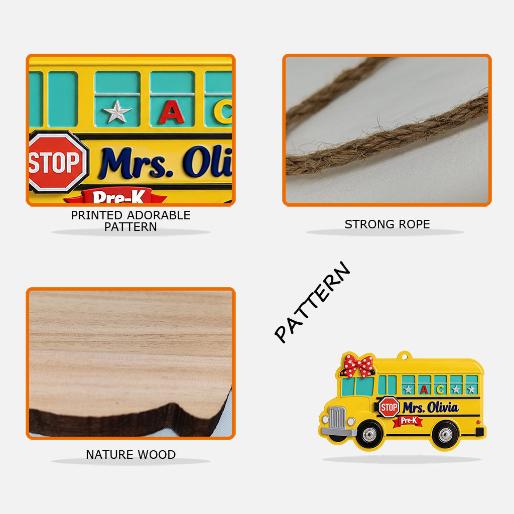 School Bus 3D Shaped Door Sign - Personalized Teacher Custom Shaped Wood Sign