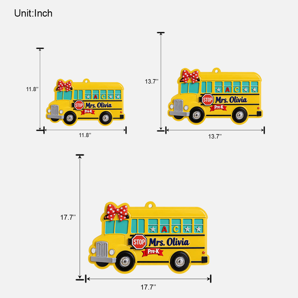 School Bus 3D Shaped Door Sign - Personalized Teacher Custom Shaped Wood Sign