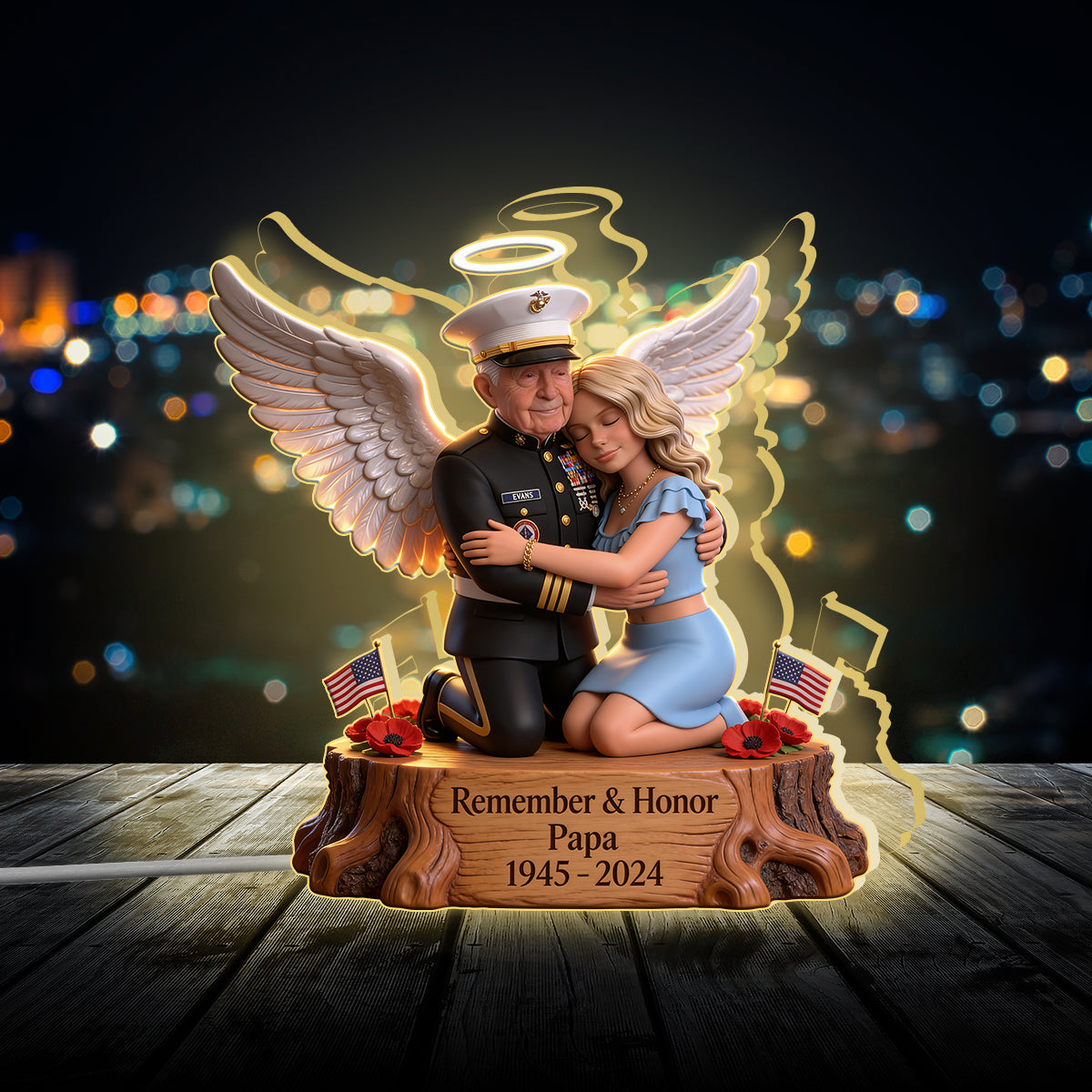 Remember And Honor - Personalized Acrylic LED Night Light