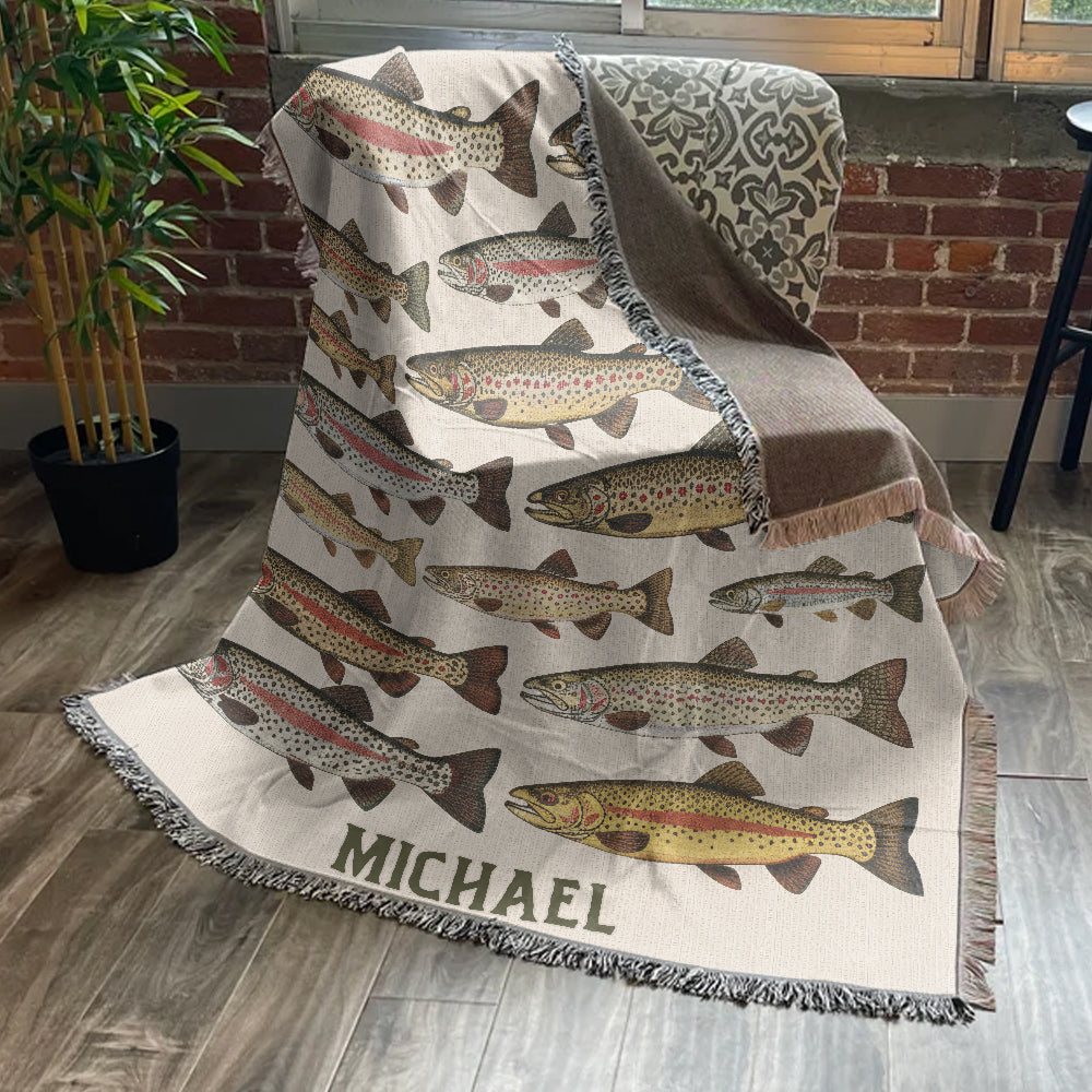 Love Fishing - Personalized Fishing Woven Blanket