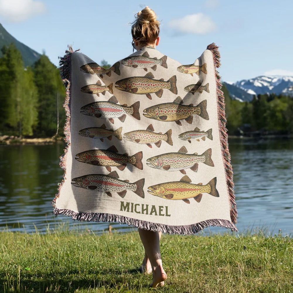 Love Fishing - Personalized Fishing Woven Blanket