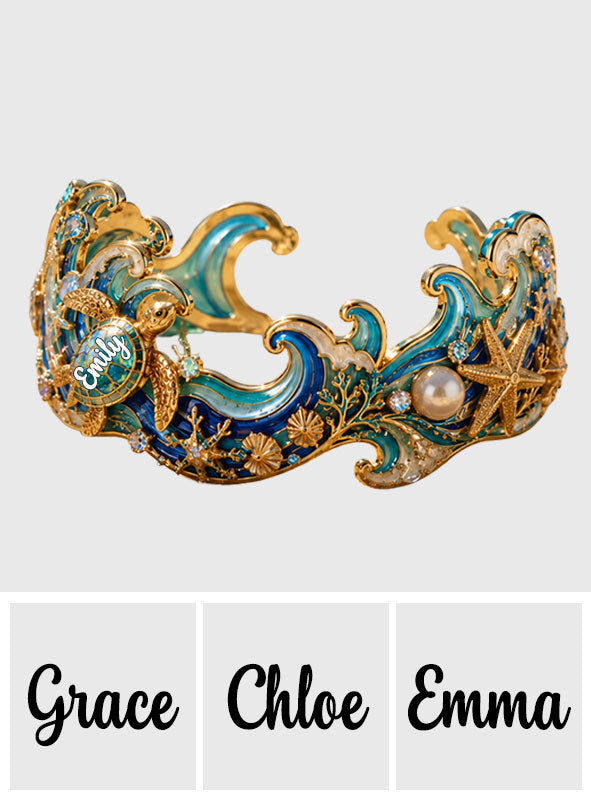 Sea Lover Gift Idea - Personalized Sea Lover Shaped Cuff Bracelet