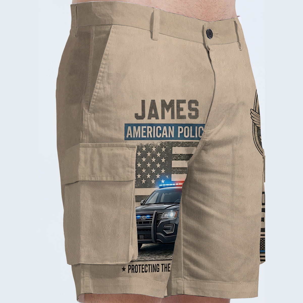 Police Officer Gift - Personalized Police Officer Cargo Shorts With Belt