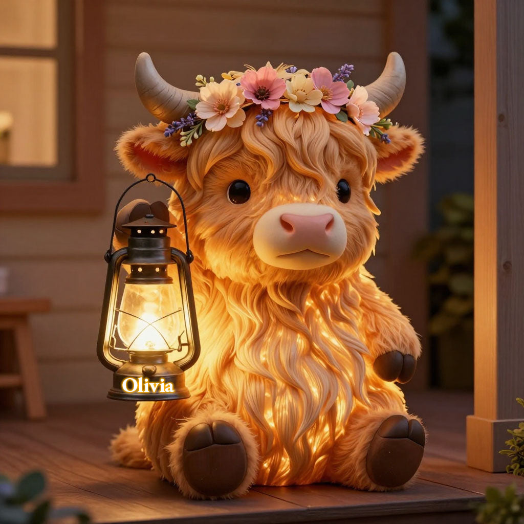 Love Highland Cow - Personalized Highland Cow Solar Acrylic Light