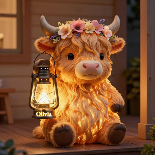 Love Highland Cow - Personalized Highland Cow Solar Acrylic Light