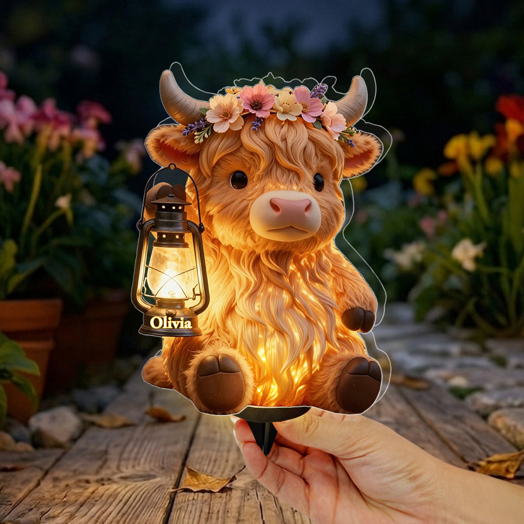 Love Highland Cow - Personalized Highland Cow Solar Acrylic Light