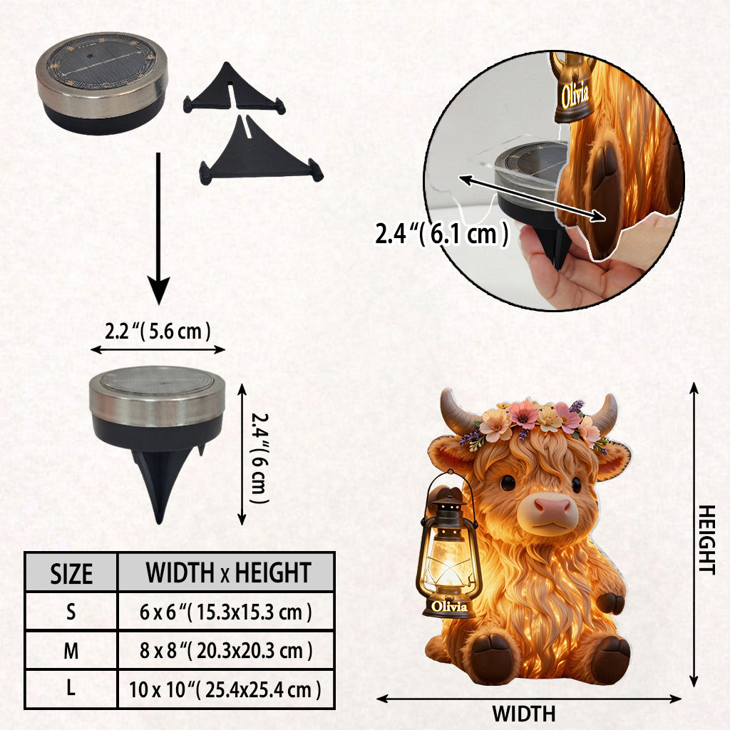 Love Highland Cow - Personalized Highland Cow Solar Acrylic Light