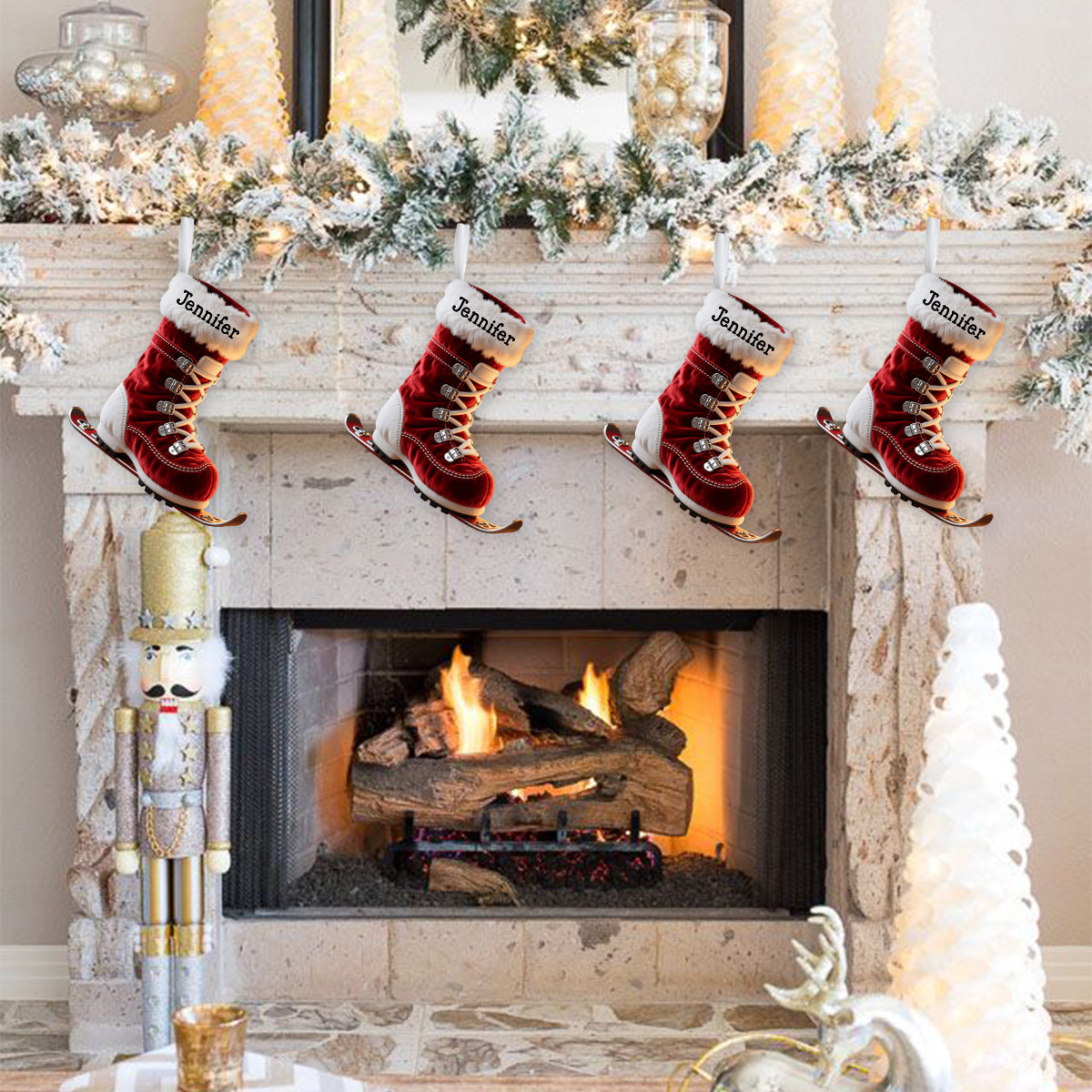 Perfect Gift for Skiing Lovers - Personalized Skiing Shaped Christmas Stocking