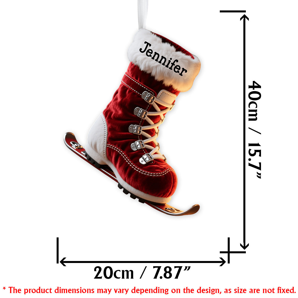 Perfect Gift for Skiing Lovers - Personalized Skiing Shaped Christmas Stocking
