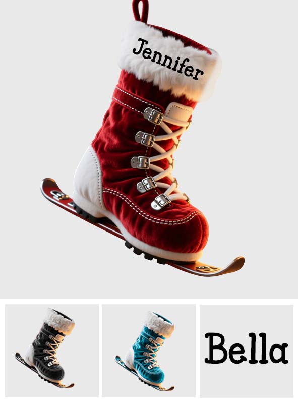 Perfect Gift for Skiing Lovers - Personalized Skiing Shaped Christmas Stocking