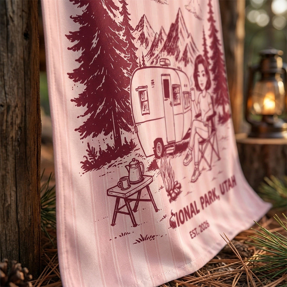 Welcome To Our Campsite - Personalized Camping Wall Tapestry